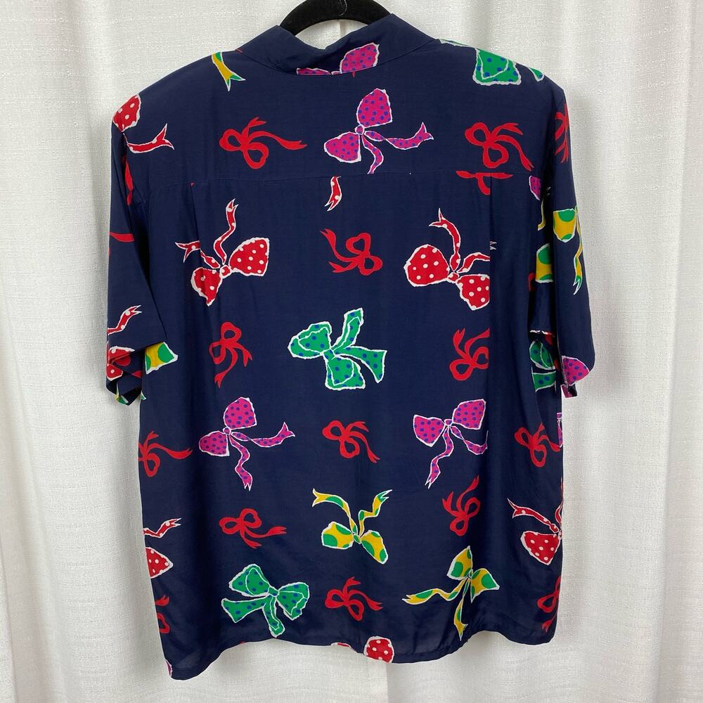 Susan Bristol Vintage Two Piece Blue&Multi Bow Print Blouse&Skirt Sz.8 - Picture 13 of 14